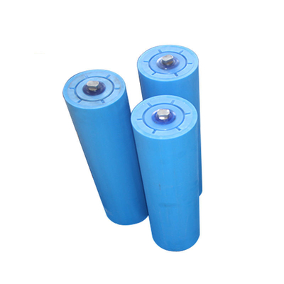 Rueda loca azul del rodillo del transportador de correa de UHMWPE para el rodillo minero del transportador de correa